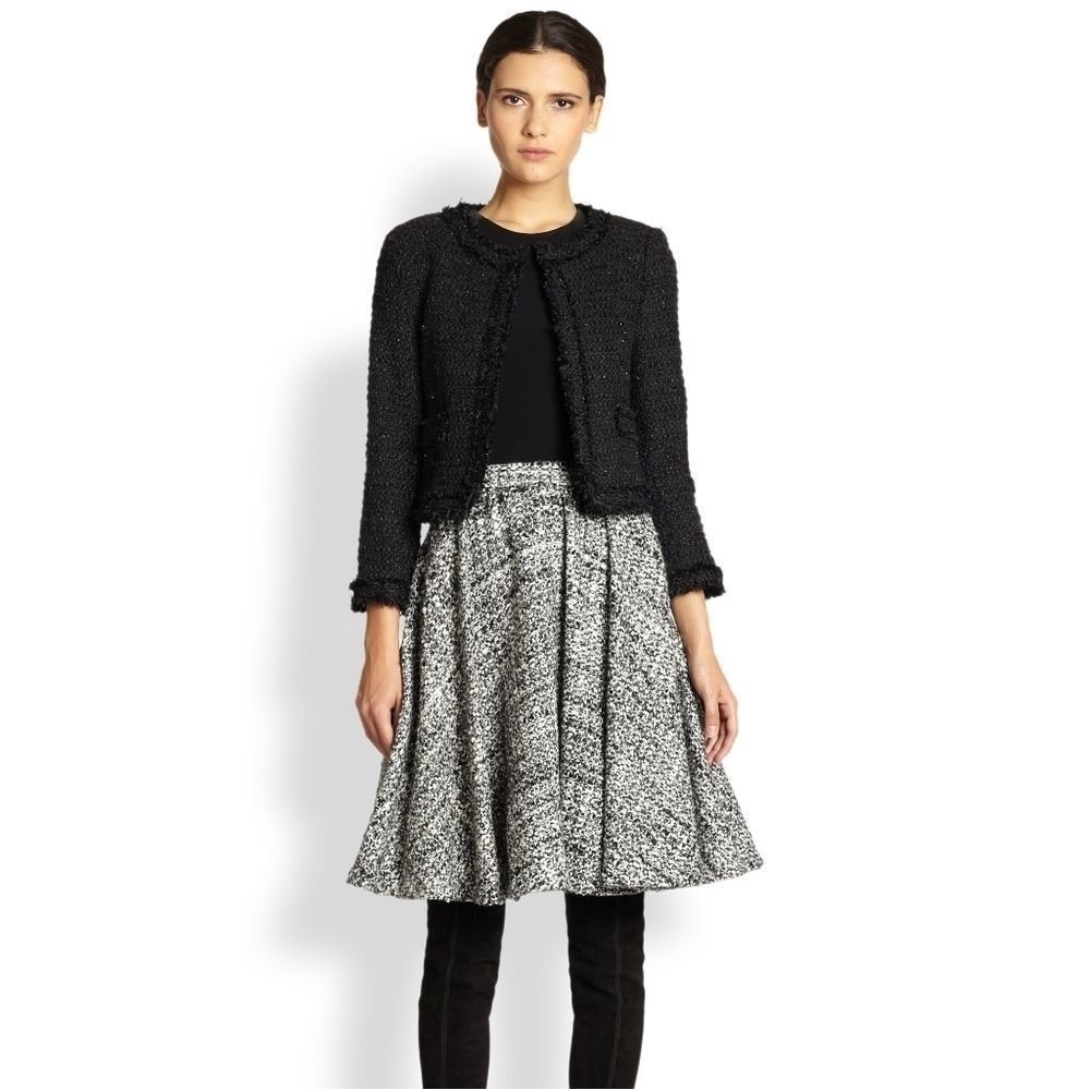 ALICE + OLIVIA Brown Pleated Tweed Skirt Sz0